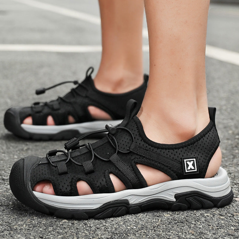 Herrsandaler Med Sluten Tå, Elastisk Slip-On-Sula