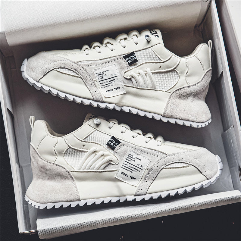 Herrsneakers Med Snörning, Låg Ovandel I Mikrofiber, Tjock Pvc-Sula