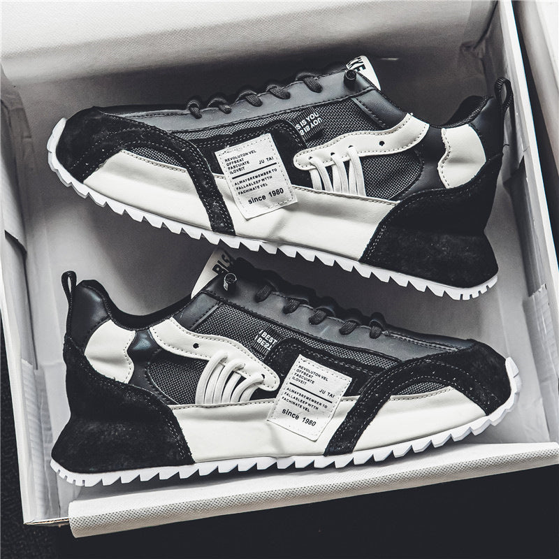 Herrsneakers Med Snörning, Låg Ovandel I Mikrofiber, Tjock Pvc-Sula