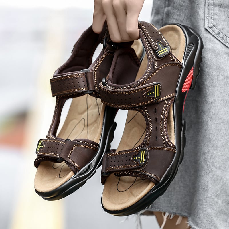 Herrs Sommarslip-on Sandaler Platt Klack Rund Tå Syntetisk Ovandel