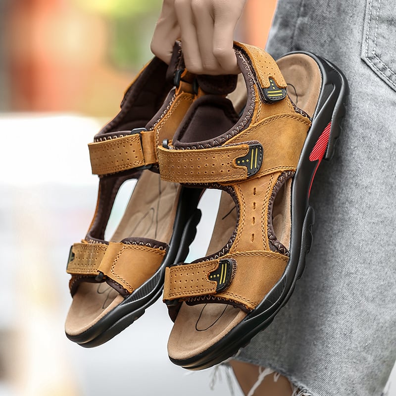 Herrs Sommarslip-on Sandaler Platt Klack Rund Tå Syntetisk Ovandel