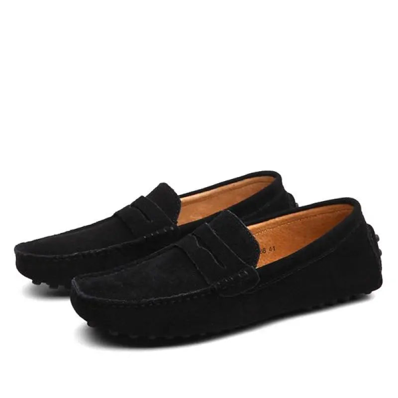 Herrloafers Med Gummisula, Rund Tå Och Slip-On Med Svinläderfoder