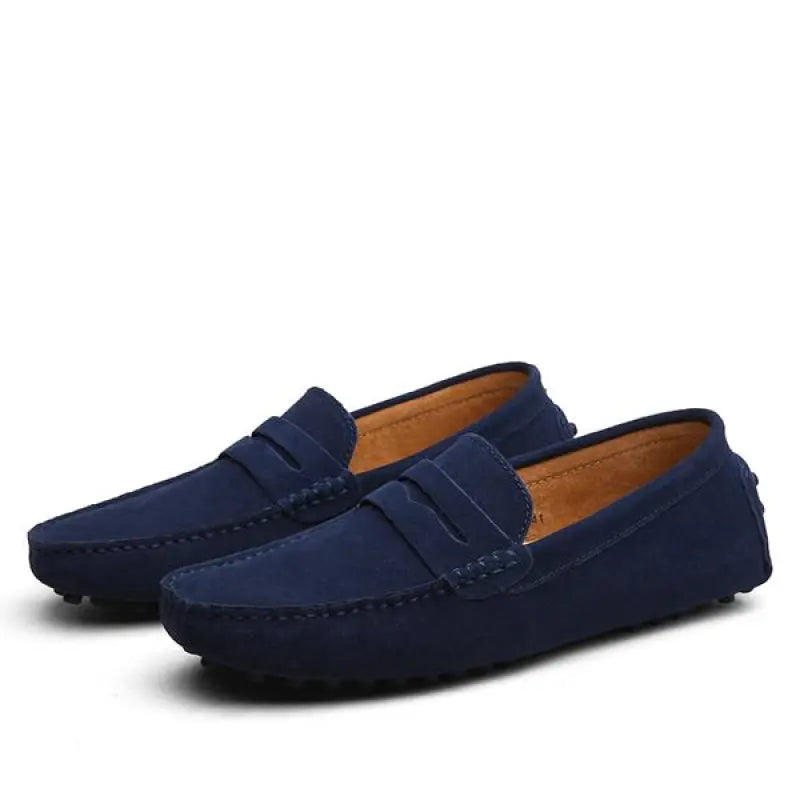 Herrloafers Med Gummisula, Rund Tå Och Slip-On Med Svinläderfoder