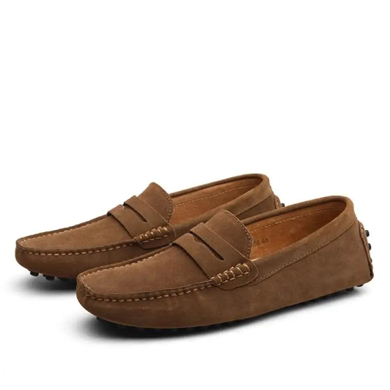 Herrloafers Med Gummisula, Rund Tå Och Slip-On Med Svinläderfoder
