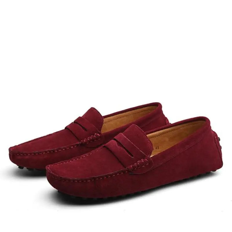 Herrloafers Med Gummisula, Rund Tå Och Slip-On Med Svinläderfoder