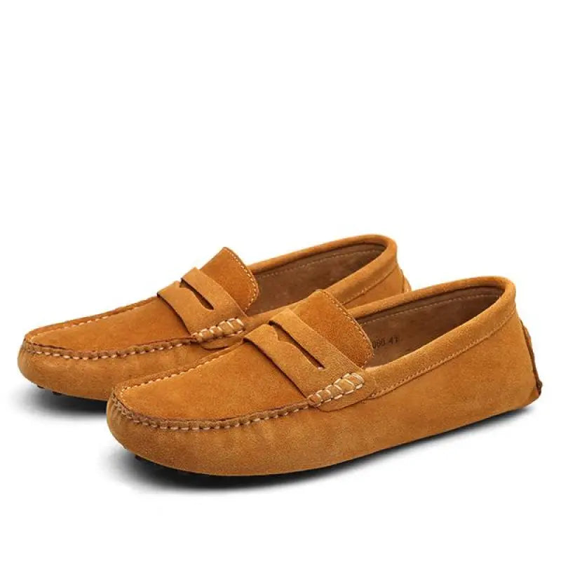 Herrloafers Med Gummisula, Rund Tå Och Slip-On Med Svinläderfoder