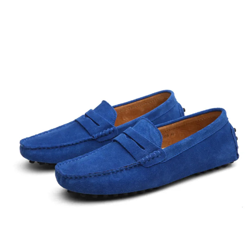 Herrloafers Med Gummisula, Rund Tå Och Slip-On Med Svinläderfoder
