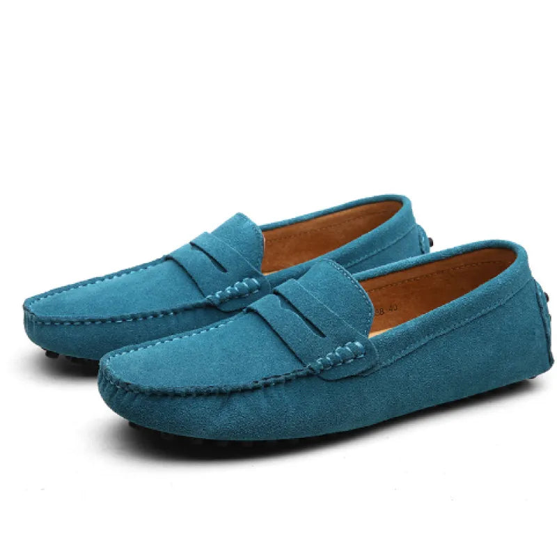 Herrloafers Med Gummisula, Rund Tå Och Slip-On Med Svinläderfoder