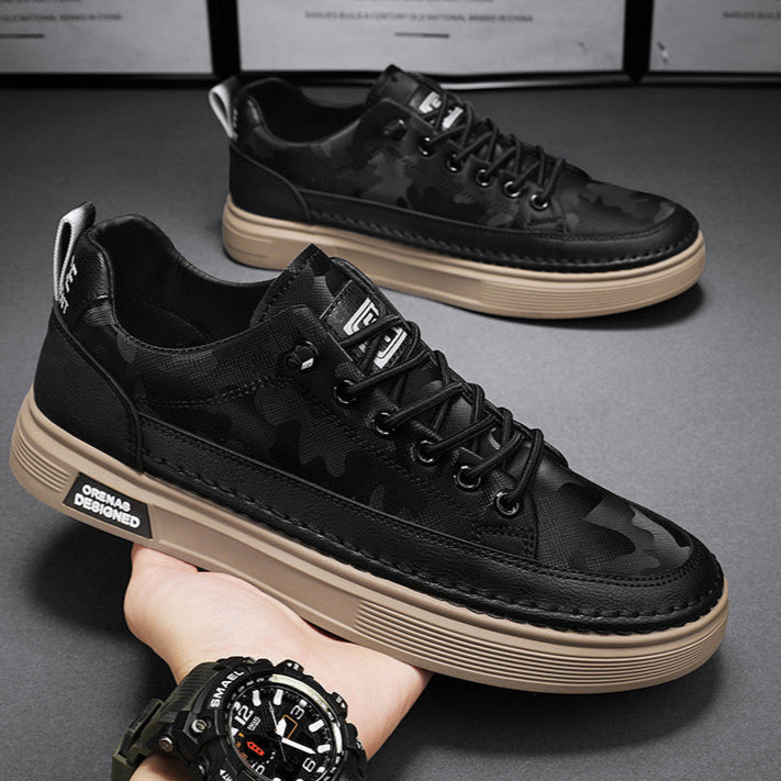 Herr Låga Slip-On Sneakers Pu-Ovandel Gummisula Rund Tå