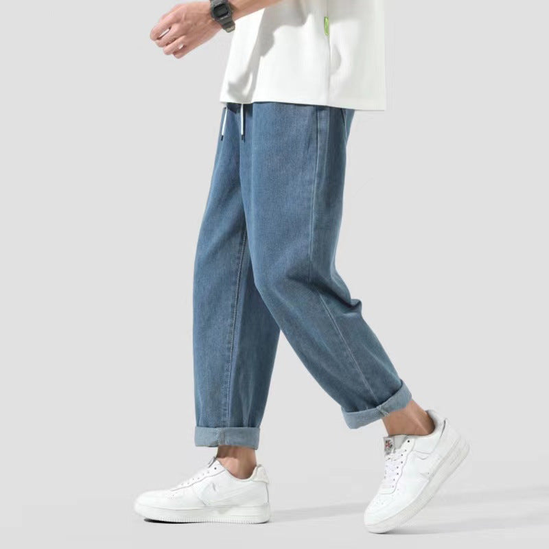 Sommarbyxor Med Korta Jeans För Män Och Strukturerad Passform