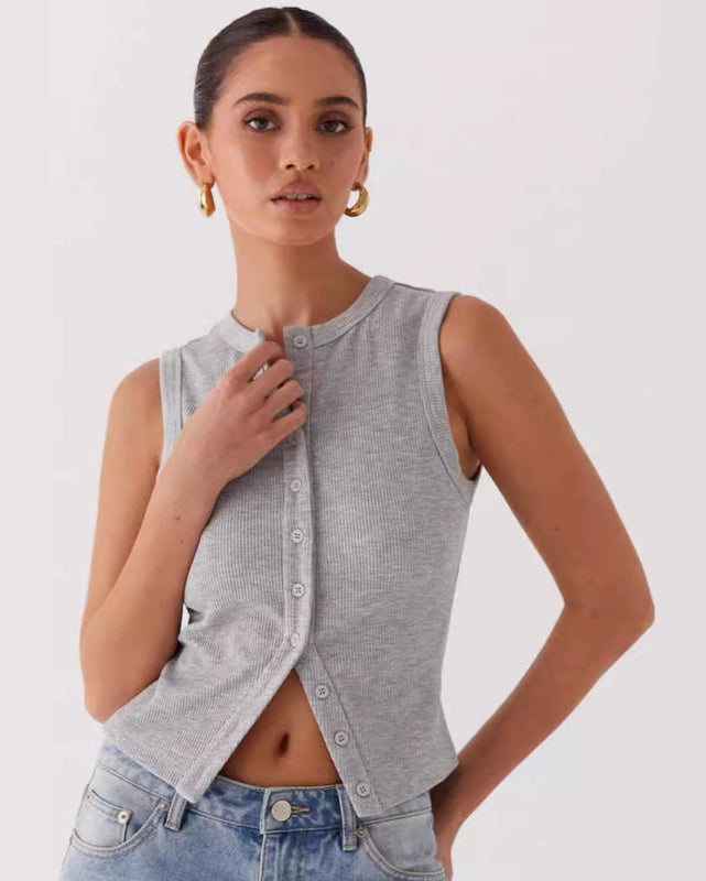Ärmlös Slim Fit Väst För Kvinnor Med Kofta