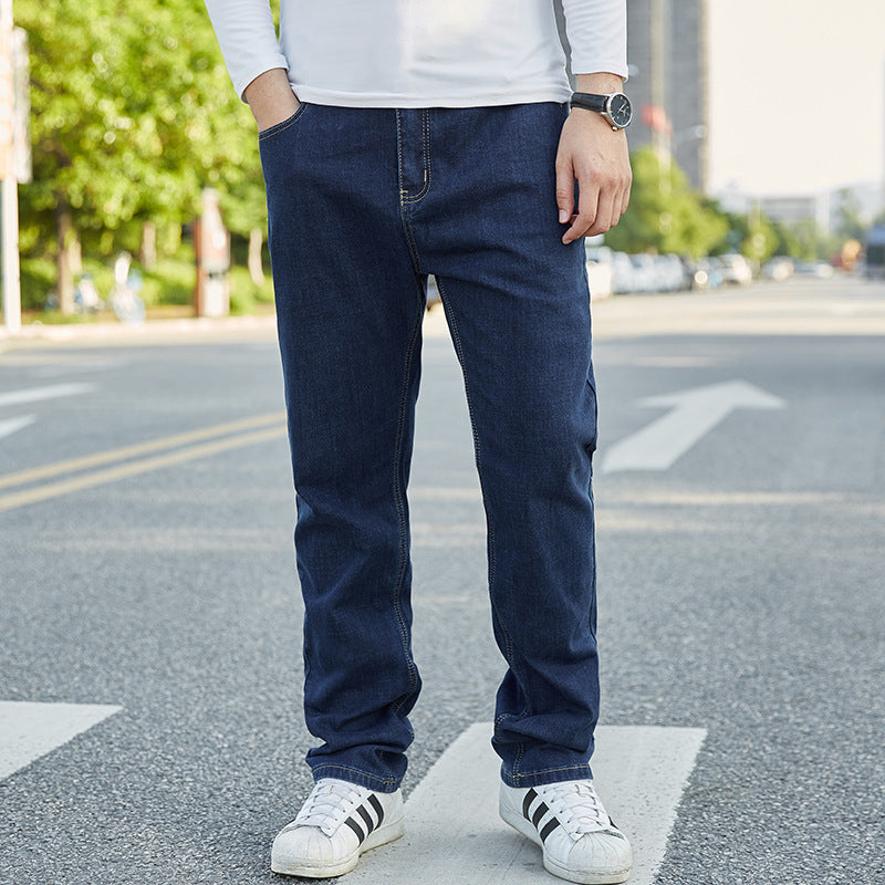 Herrjeans Plus-Storlek Med Lös Rak Benlängd Och Mellanhög Midja