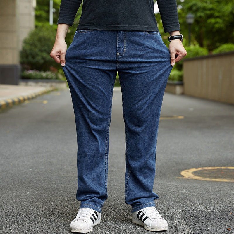 Herrjeans Plus-Storlek Med Lös Rak Benlängd Och Mellanhög Midja