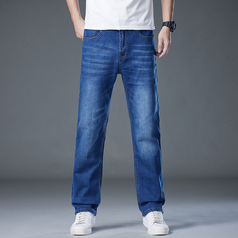 Herrjeans Plus-Storlek Med Lös Rak Benlängd Och Mellanhög Midja