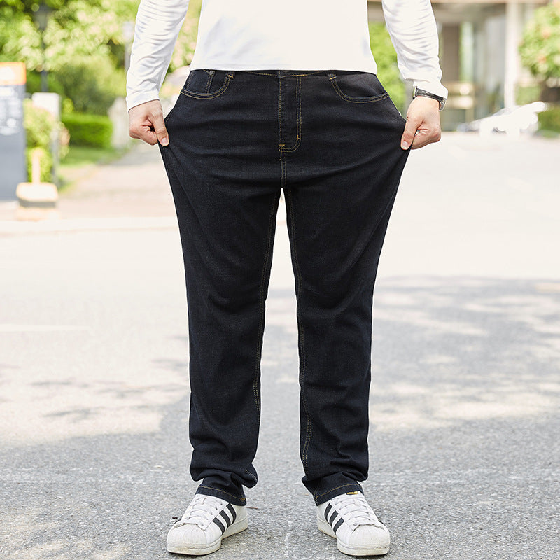 Herrjeans Plus-Storlek Med Lös Rak Benlängd Och Mellanhög Midja