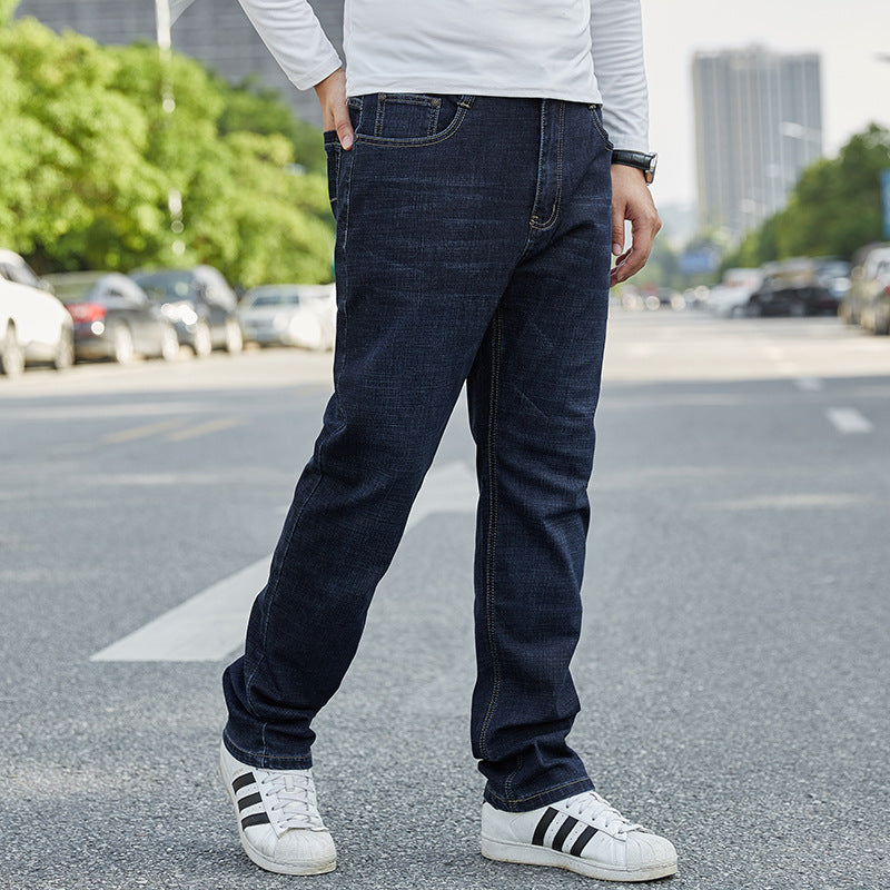 Herrjeans Plus-Storlek Med Lös Rak Benlängd Och Mellanhög Midja