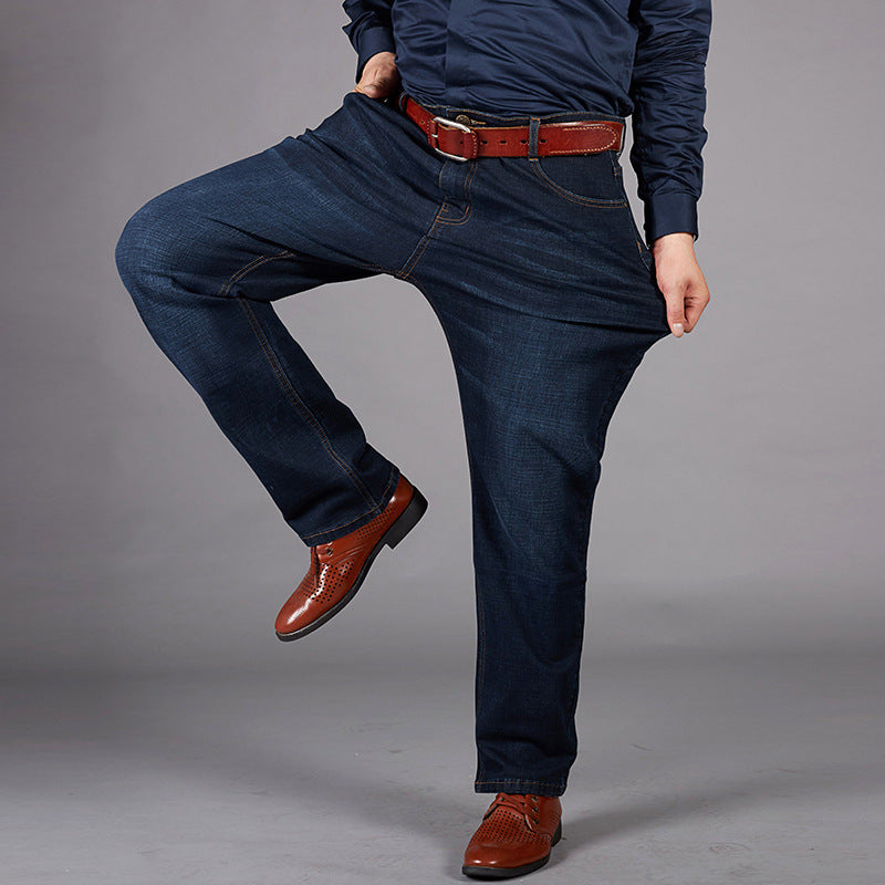 Herrjeans Plus-Storlek Med Lös Rak Benlängd Och Mellanhög Midja