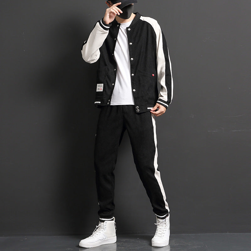 Herr Sportjacka Kostym Två Delar Långärmad Jacka och Matchande Byxor