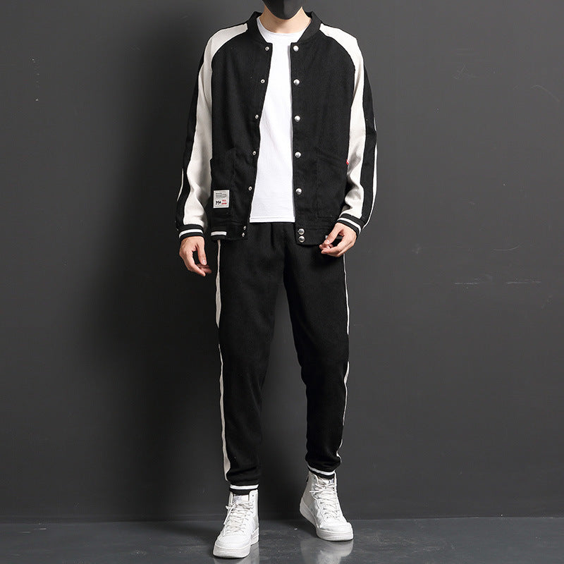 Herr Sportjacka Kostym Två Delar Långärmad Jacka och Matchande Byxor
