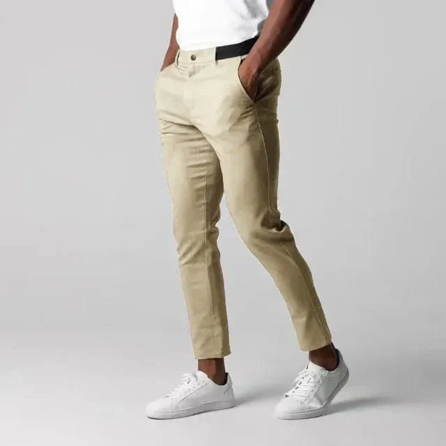 Herrchinos För Vår Och Höst Stretch Avsmalnande Passform Ventilerande Design