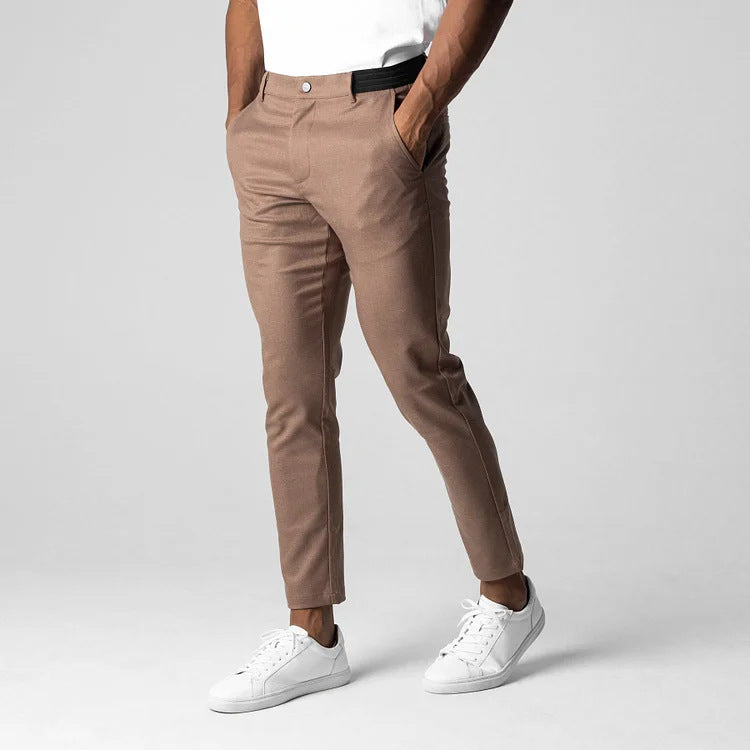 Herrchinos För Vår Och Höst Stretch Avsmalnande Passform Ventilerande Design