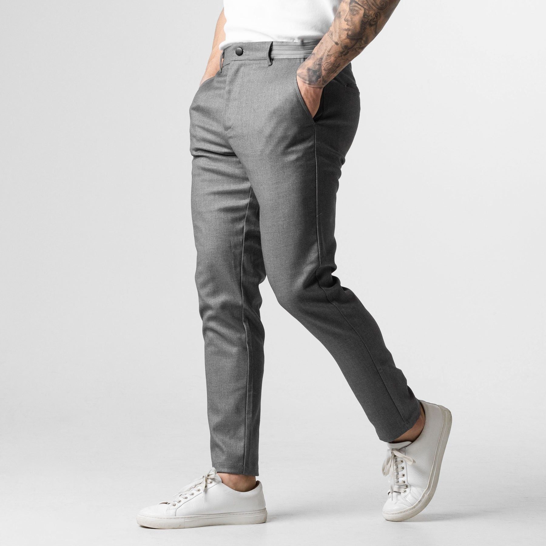 Herrchinos För Vår Och Höst Stretch Avsmalnande Passform Ventilerande Design