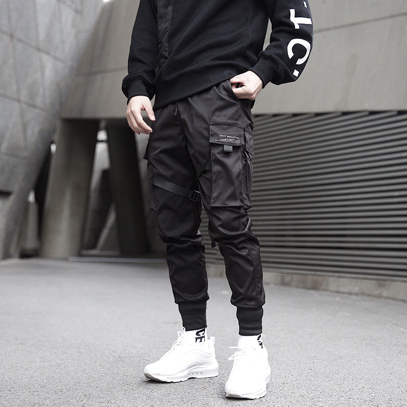 Herr Cargo Joggers Flera Fickor Justerbar Midja Elastiska Muddar