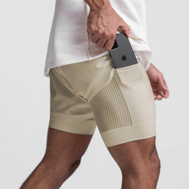 Herr Vår- Och Sommarfitnessshorts Med Andningsförmåga, Snabbtorkande Elastiskt Foder
