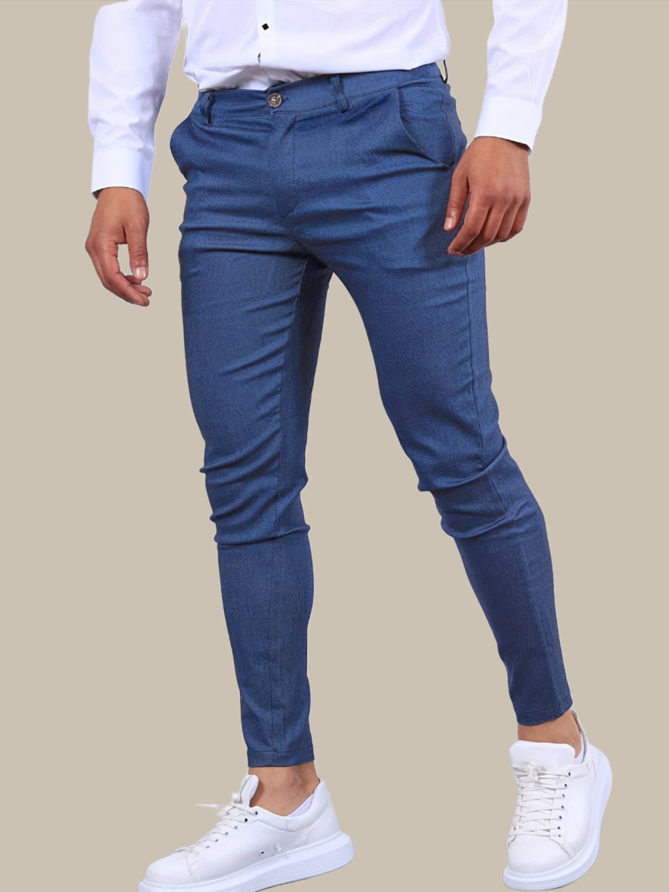 Herrchinos Med Skinny Fit Avsmalnande Ben Och Dragkedja