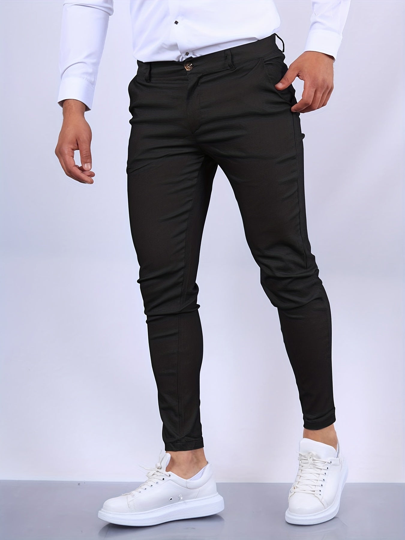 Herrchinos Med Skinny Fit Avsmalnande Ben Och Dragkedja