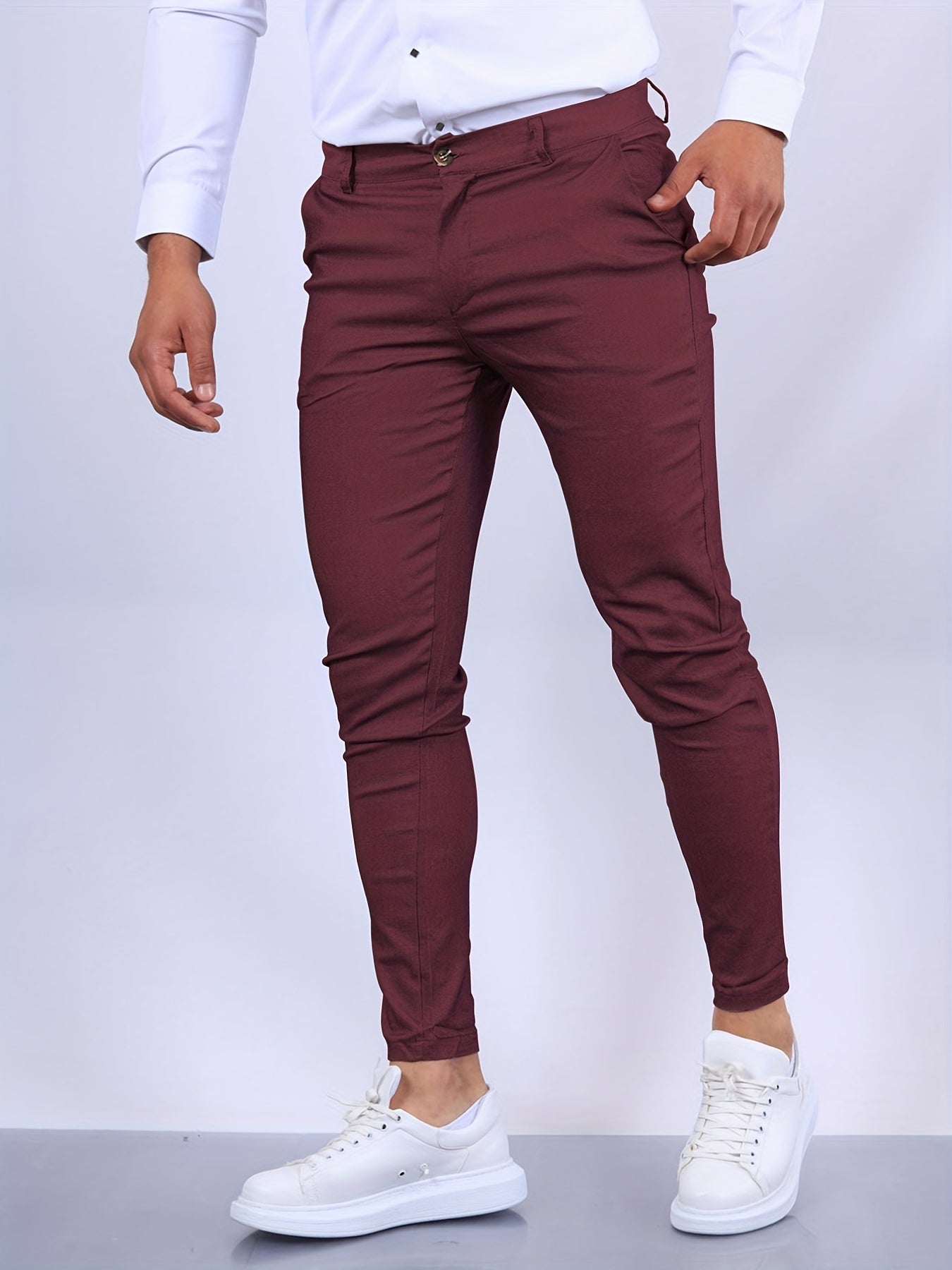 Herrchinos Med Skinny Fit Avsmalnande Ben Och Dragkedja