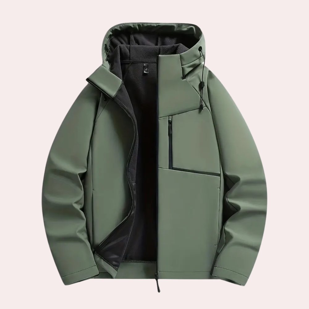 Herrevinterjacka Manchestertyg Knäppning Främre Fodrad