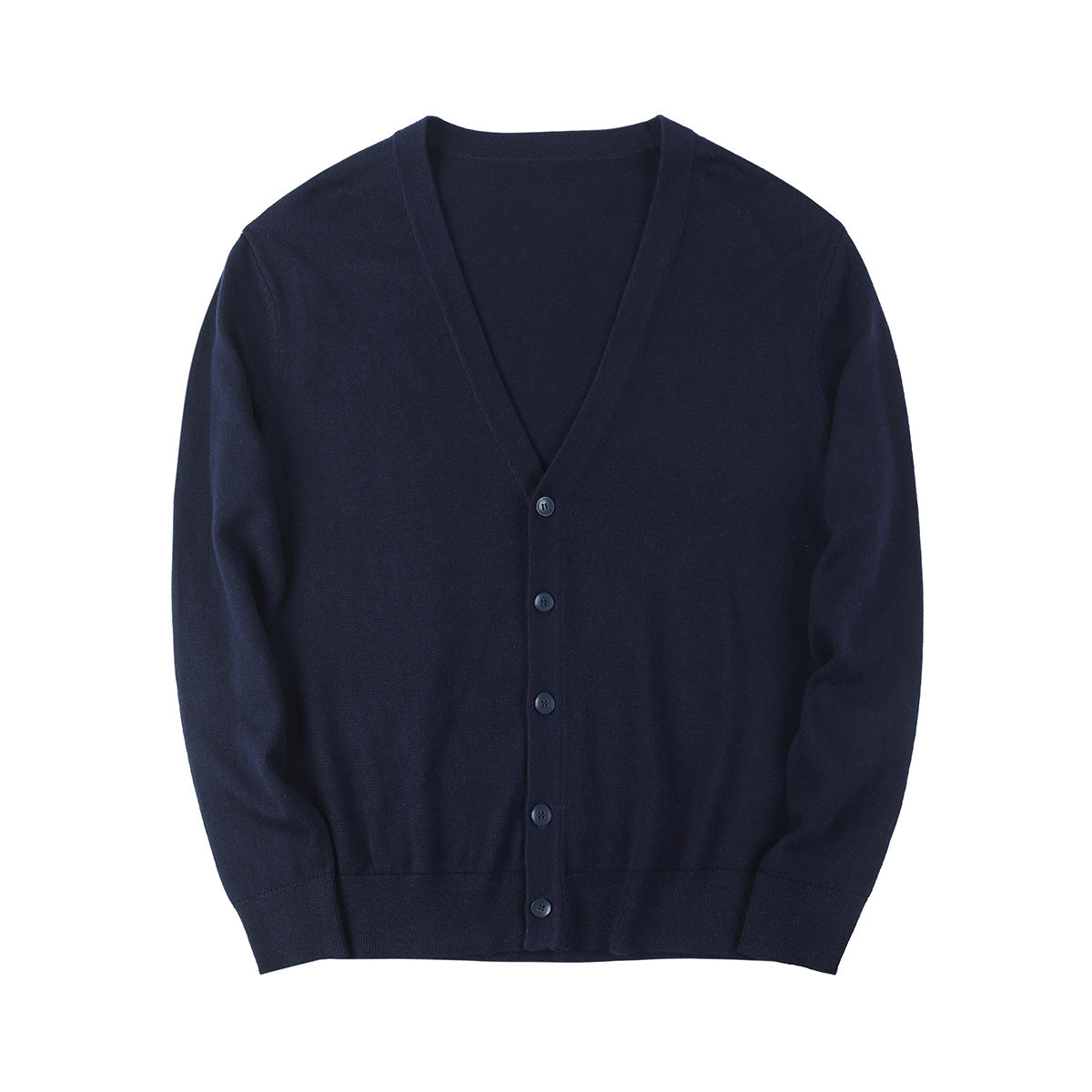Herrcardigan V-ringad Solid Färg Långärmad