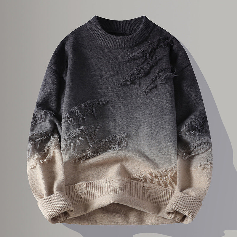 Herrhöstpullover Gradient Slim Fit Rundringad