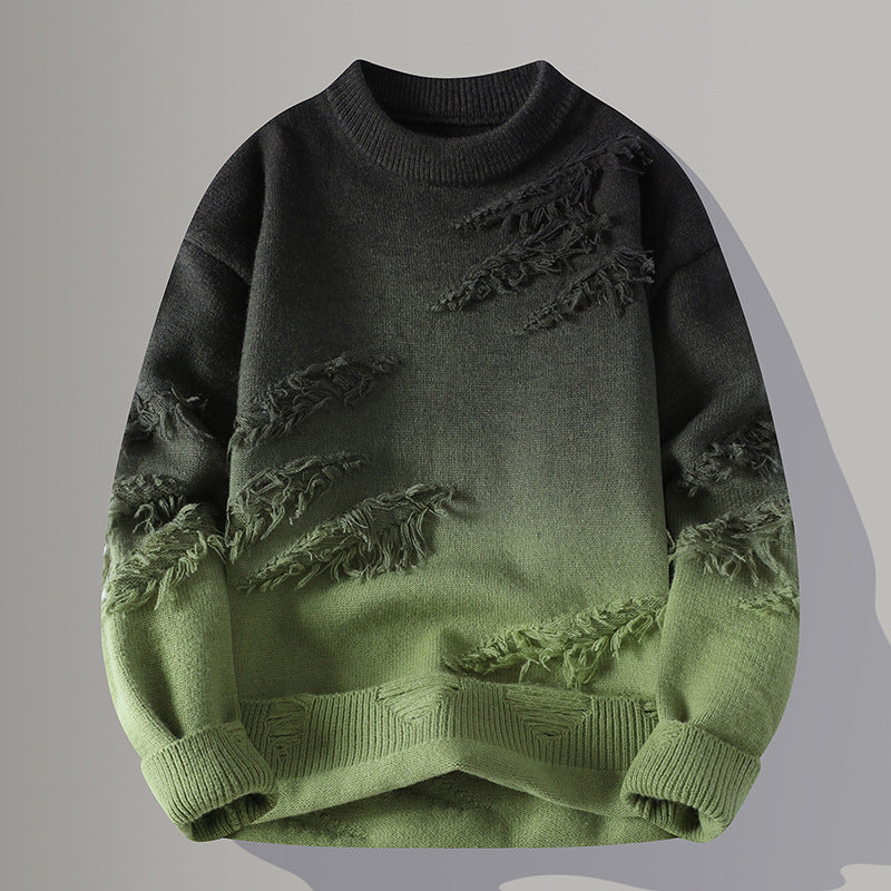 Herrhöstpullover Gradient Slim Fit Rundringad