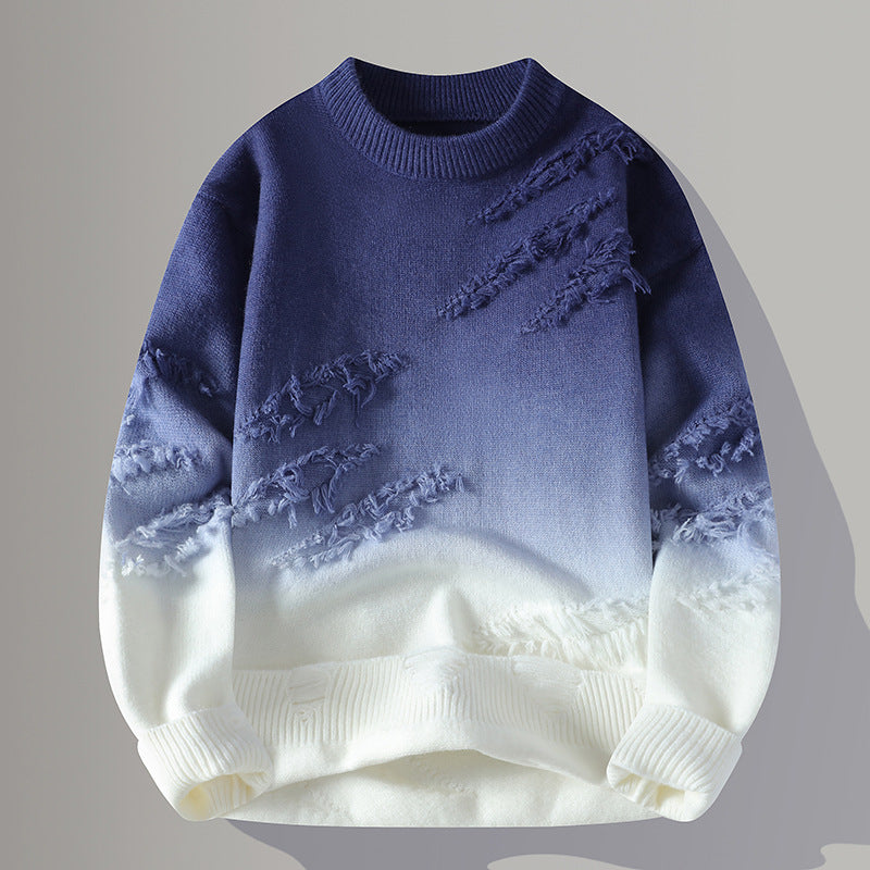 Herrhöstpullover Gradient Slim Fit Rundringad