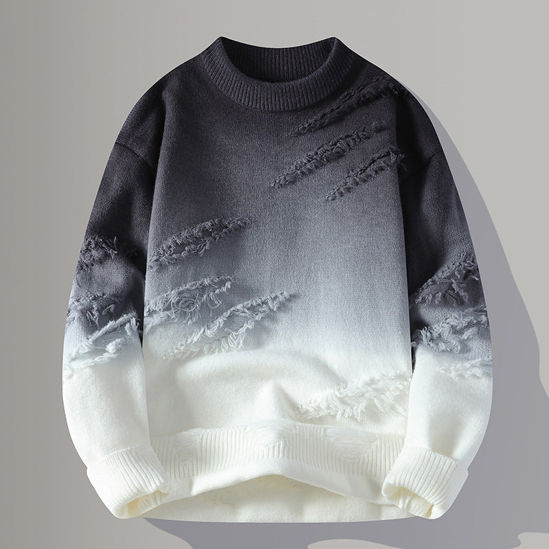 Herrhöstpullover Gradient Slim Fit Rundringad