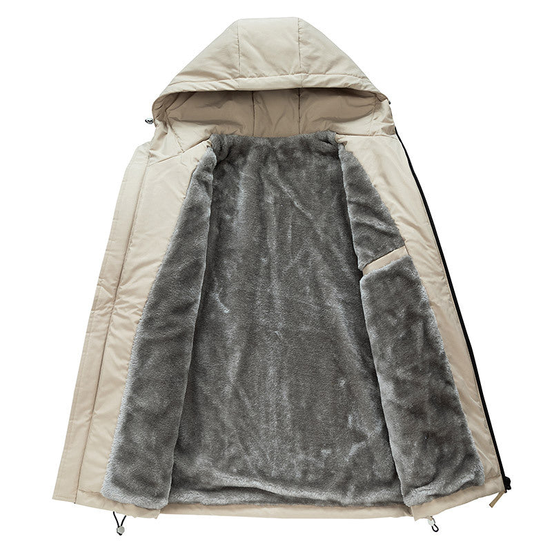 Herrvinterjacka Förtjockad Med Sammetsfoder Och Dragkedjefickor