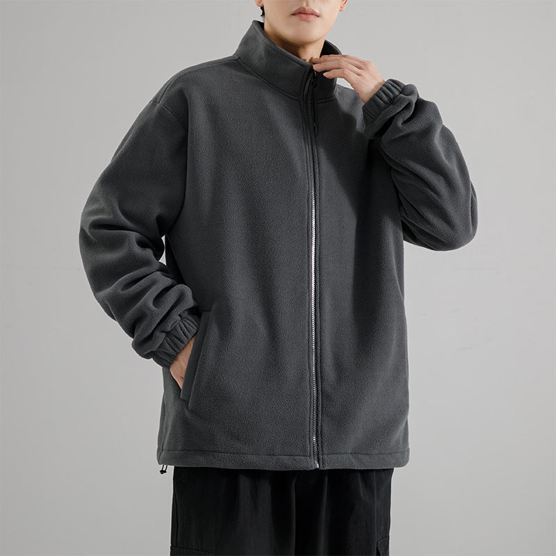 Herr Vinter Fleece Cardigan Med Standkrage Och Hel and Dragkedja