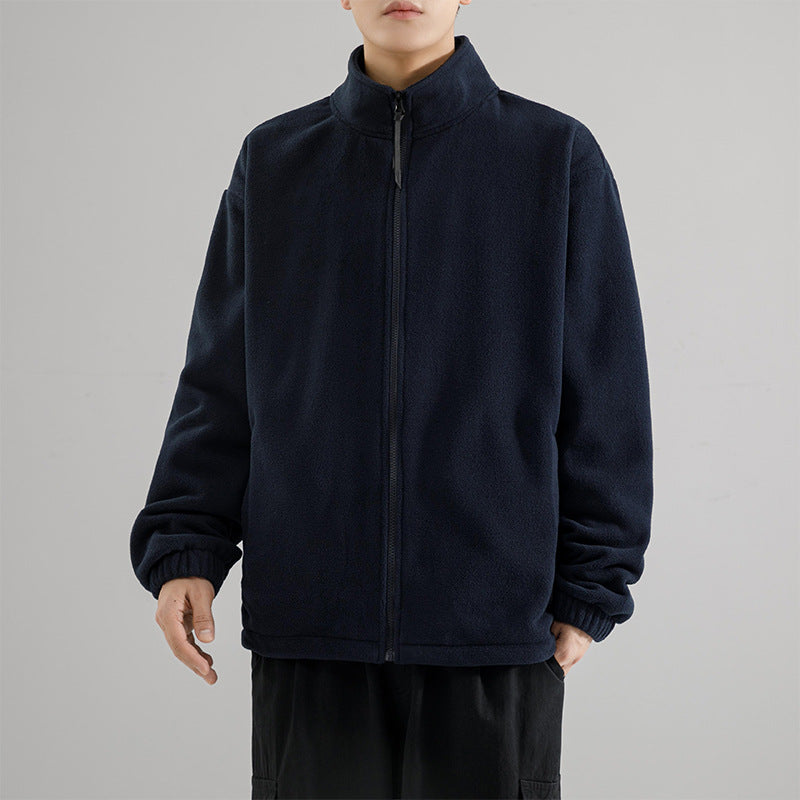 Herr Vinter Fleece Cardigan Med Standkrage Och Hel and Dragkedja