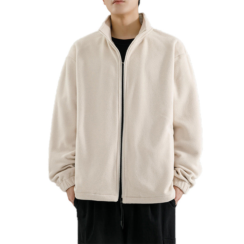 Herr Vinter Fleece Cardigan Med Standkrage Och Hel and Dragkedja