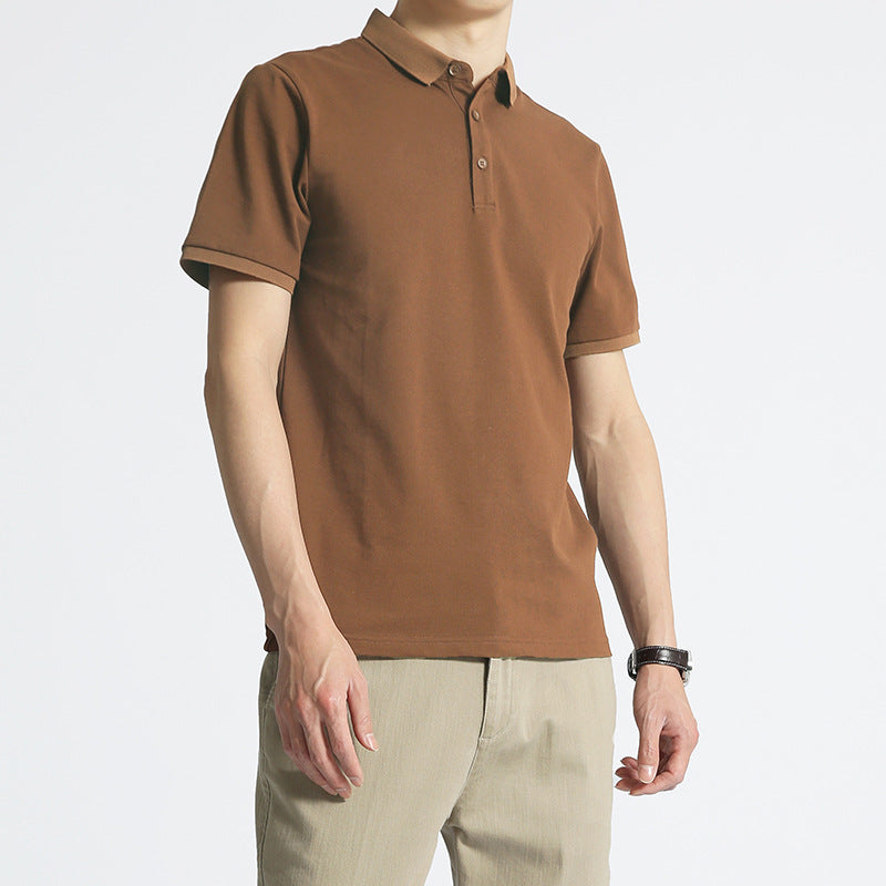Herrkortärmad T-Shirt Med Slag, Enfärgad, Normal Passform