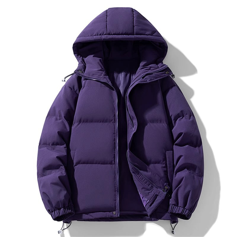 Herr Vinter Jacka med Huva Förtjockad Design Rak Fåll och Isolerad Insida