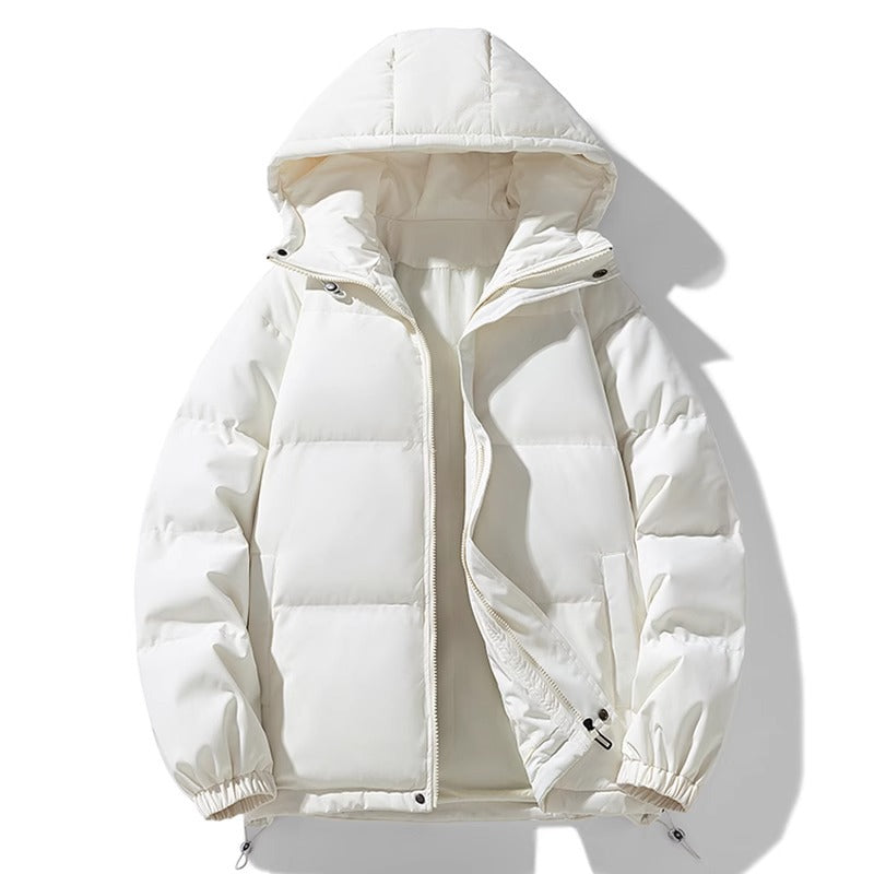 Herr Vinter Jacka med Huva Förtjockad Design Rak Fåll och Isolerad Insida