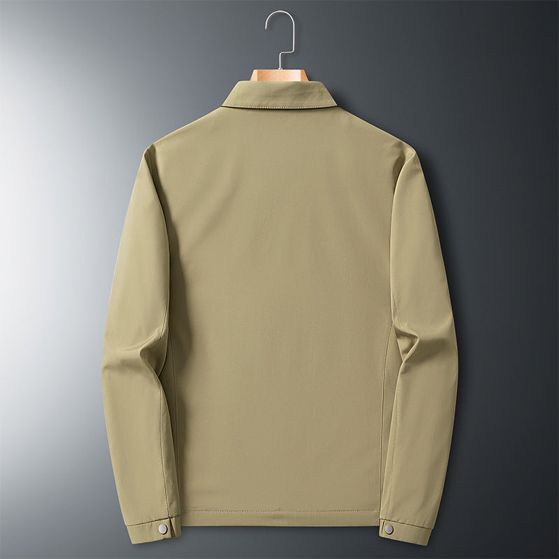 Herr Vår Oxford Slim Fit Business Jacket Plisserad Patch Fickor Khaki
