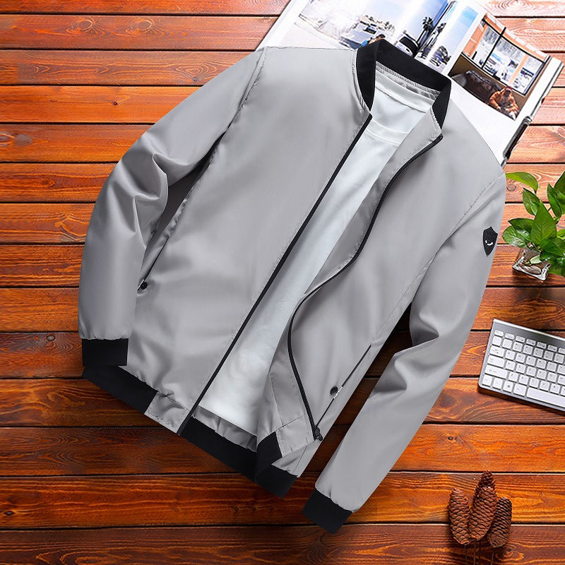 Lättviktig vårjacka Med Smal Passform, Skrynkelfri Polyester, Sidofickor