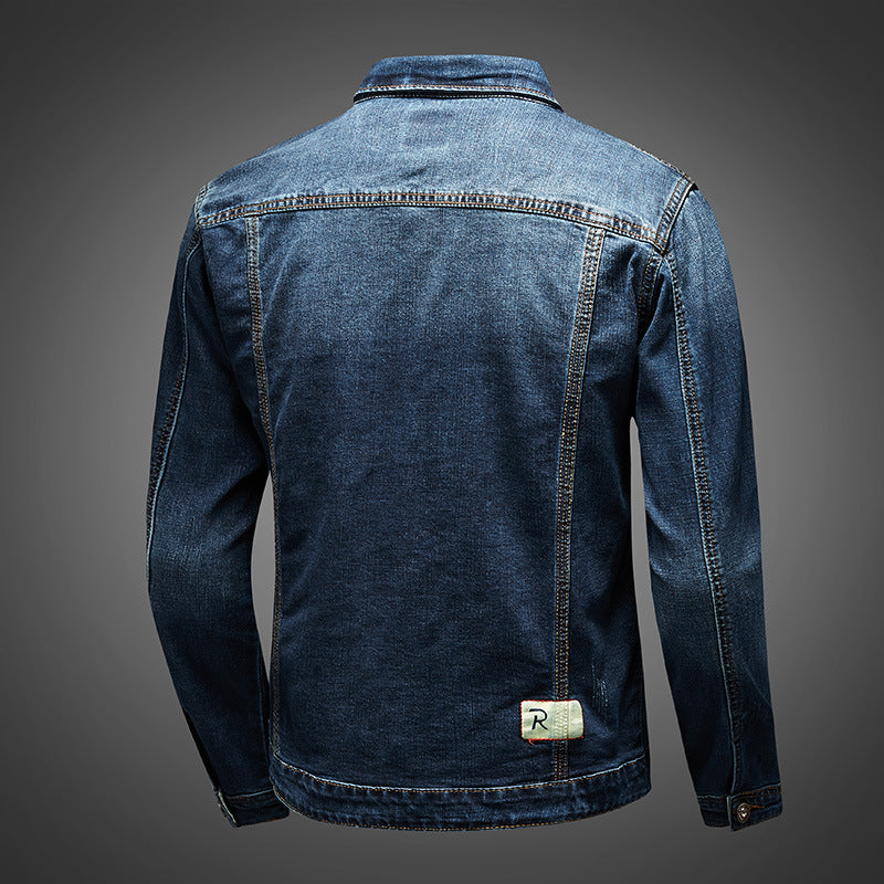 Herrskjorta I Slim-Fit Denimblandning Med Rundad Fåll Och Stickade Fickor