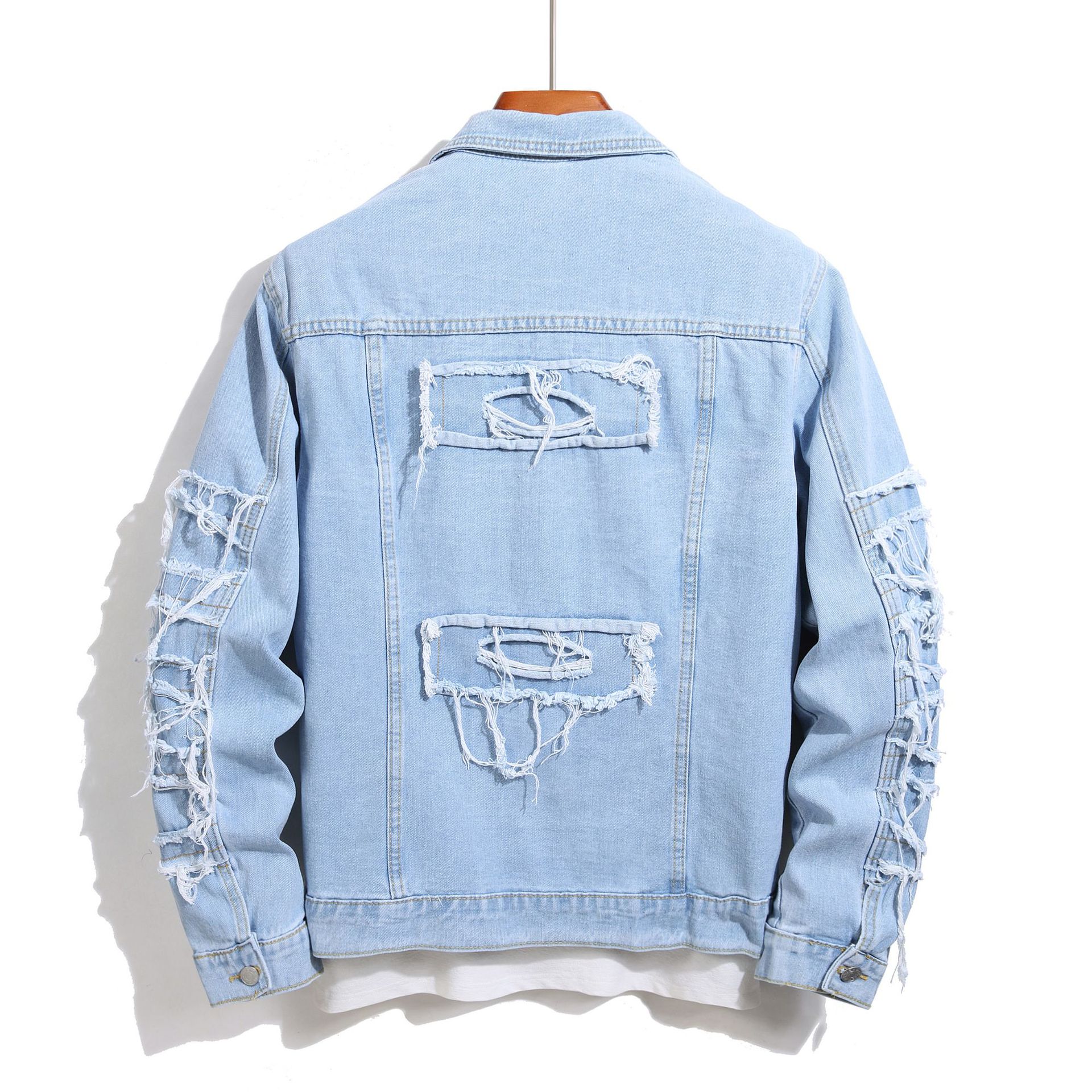 Herr Vårjacka I Denimblandning Med Normal Passform Och Enfärgad Design