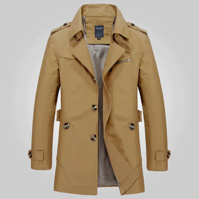 Herr Vintertrenchcoat Med Hakkrage Och Sidofickor