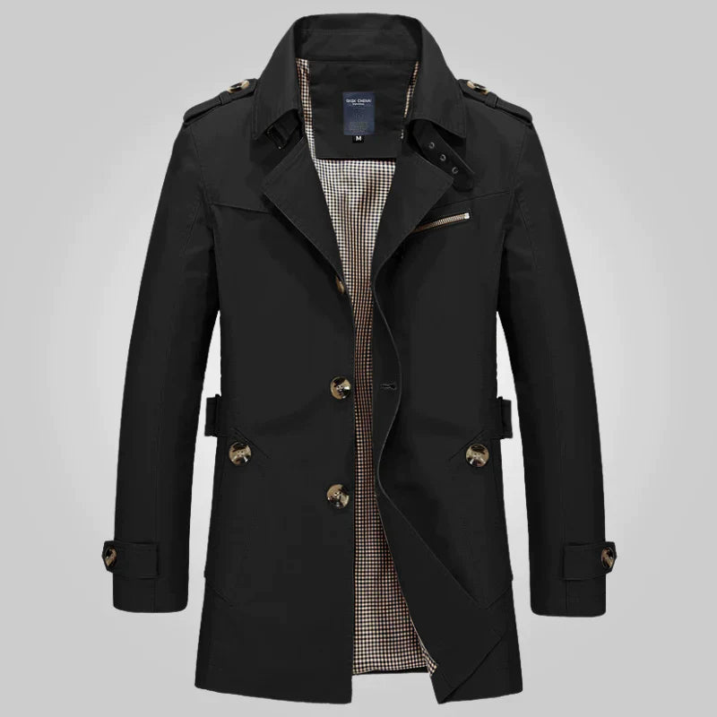 Herr Vintertrenchcoat Med Hakkrage Och Sidofickor